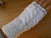 Mitaines  blanches en laine tricotÉ À la main torsade