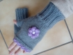 Mitaines  grises en laine tricotÉ À la main 