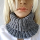 Snood tricot laine, cache cou femme gris