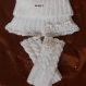 Echarpe col et mitaines laine blanche dentelle femme