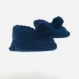 Chausson bébé 0-8 mois en laine bleu marine / pompon uni