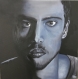 Portrait homme contraste noir et blanc peinture à l'huile 30x30