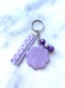 Porte clé fleur violette 