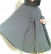 Veste cape romantique à large capuche en drap de laine-polyester (type caban ) noir 