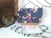 Pochette de rangement pour bijoux en coton fleurs de cerisier et son liberty assorti