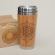 Tasse de voyage cadeau mug en bois de bamboo chakra flower 