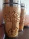 Arbre de la connaissance tasse de voyage mug en bois de bamboo cadeau personnalisé avec le gravure tree of knowledge