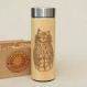 Cat chat thermos en bois du bambou et acier inox avec gravure au laser