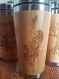 Paon tasse de voyage mug en bois de bamboo cadeau personnalisé avec le gravure peacock