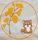 Grand totebag motif ginko et chien shiba personnalisé avec nom en japonais