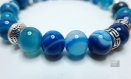 Bracelet femme pierres naturelles gemme agate bleue