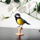 Figurine décorative oiseau mésange charbonnière stylisée