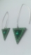 Boucles d'oreilles pois verts originales triangulaires strass posca
