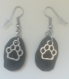 Boucles d'oreilles ardoise pendentif patte de chat chien argentée