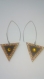 Boucles d'oreilles pointillisme jaune orange rouge originales triangle strass posca