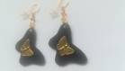 Boucles d'oreilles papillons noirs et dorés