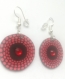 Boucles d'oreilles pointillisme rouge et noir originales rondes strass posca