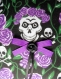 Coussin porte alliances skulls & roses violet, mariage gothique, rockabilly, mariage violet, muertos, valentin, tattoo, tête de mort, crâne