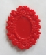 Lot 2 médaillons résine rouge 50 mm x 40 mm supports de camée cabochon de 18 x 25 mm, cadre, baroque, broche, scrapbooking, embellissement 