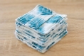 Lot de 10 carrés à démaquiller feuilles exotiques bleues / lingettes lavables
