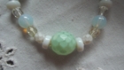 Bracelet perle de verre blnc/anis