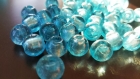 20x perles bleu ciel en verre feuille d'argent - 10mm
