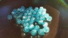 20x perles bleu ciel en verre feuille d'argent - 10mm