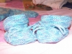 Gilet 6 mois + paire de chaussons - du bleu turquoise au parme - collection mer
