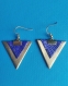 Boucles d'oreilles triangulaires origami bleues et dorées