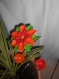 Fleurs colorées à piquer, intérieur comme extérieur, dominante orange