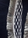 Pelote laine frange grise pour echarpe ou snood 
