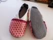 Chaussons femme t35 patchwork tissu japonais étoilé rouge et coton écru