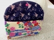Porte monnaie/portefeuille motifs japonais, fond écru et tons bleu/mauve/rose