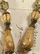 Boucles d'oreilles perles de verre citrouilles et larmes picasso cream rétro, victorienne, halloween automne vintage