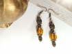 Boucles d'oreilles perles de verre tchèque, citrouilles antiques