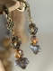 Pendentif et boucles d'oreilles pendantes bleu et feu perles de verre tchèque et métal bronze antique style fantaisie empire