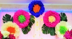 Grande fleur colorée - décoration murale volumineux - fleur en papier crépon - décoration anniversaire - décoration fête