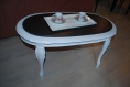 Table salon bois et marbre