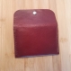 Porte cartes en cuir marron et rose - porte carte bleue - cartes de visites -  fabriqué en france et cousu à la main - doublé croute de cuir