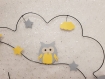 Nuage prénom décoration chambre en fil de fer personnalisable chouette hiboux étoiles et nuage leny gris et jaune