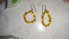 Boucles d'oreille en argent 925, perles couleur jaune effet craquelé