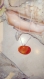 Collier coton 50 cm pendentif plaqué argent et tiffany blanc orange rouge jaune fusionné taille 40x26 mm