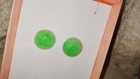 Pics d'oreilles en argent 925 et murano, couleur vert clair, taille du murano 15x15 mm 