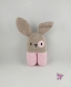 Doudou lapin rose au crochet - idéal cadeau de naissance