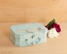 Tour eiffel, paris, décoration saint valentin - minable boîte en carton bleu pastel chic - titulaire de la carte de mariage - boîte de mariage rustique