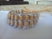 Bracelet capsules aluminium et ruban creme/blanc/or et liseret or,