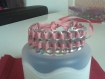 Bracelet capsules aluminium et ruban colori vieux rose