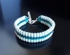 Bracelet superduo blanc et turquoise