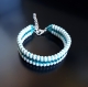 Bracelet superduo blanc et turquoise