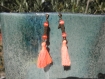 Boucles d'oreilles pompon orange 